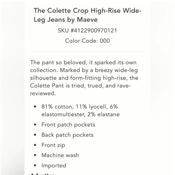 Maeve Anthropologie Colette crop  jeans - Picture 8 of 9